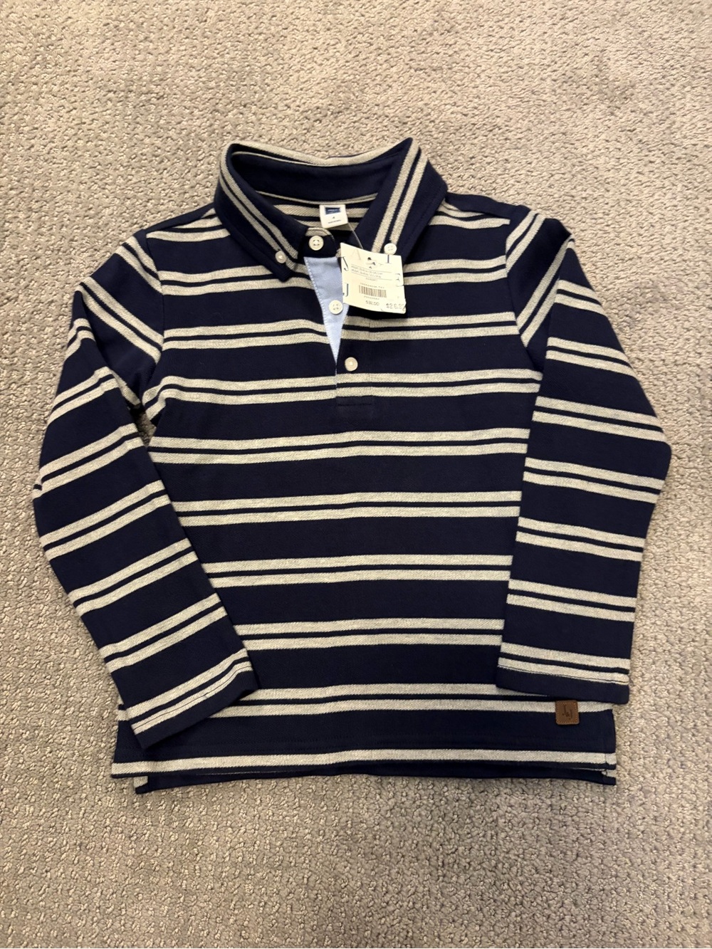 NWT Janie and Jack Striped Navy & white Long-Sleeve Polo Top - Kids